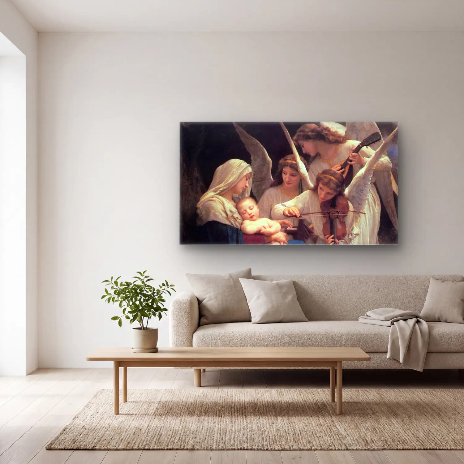 William-Adolphe Bouguereau – Song of the Angels cam tablo — açık renk salonda