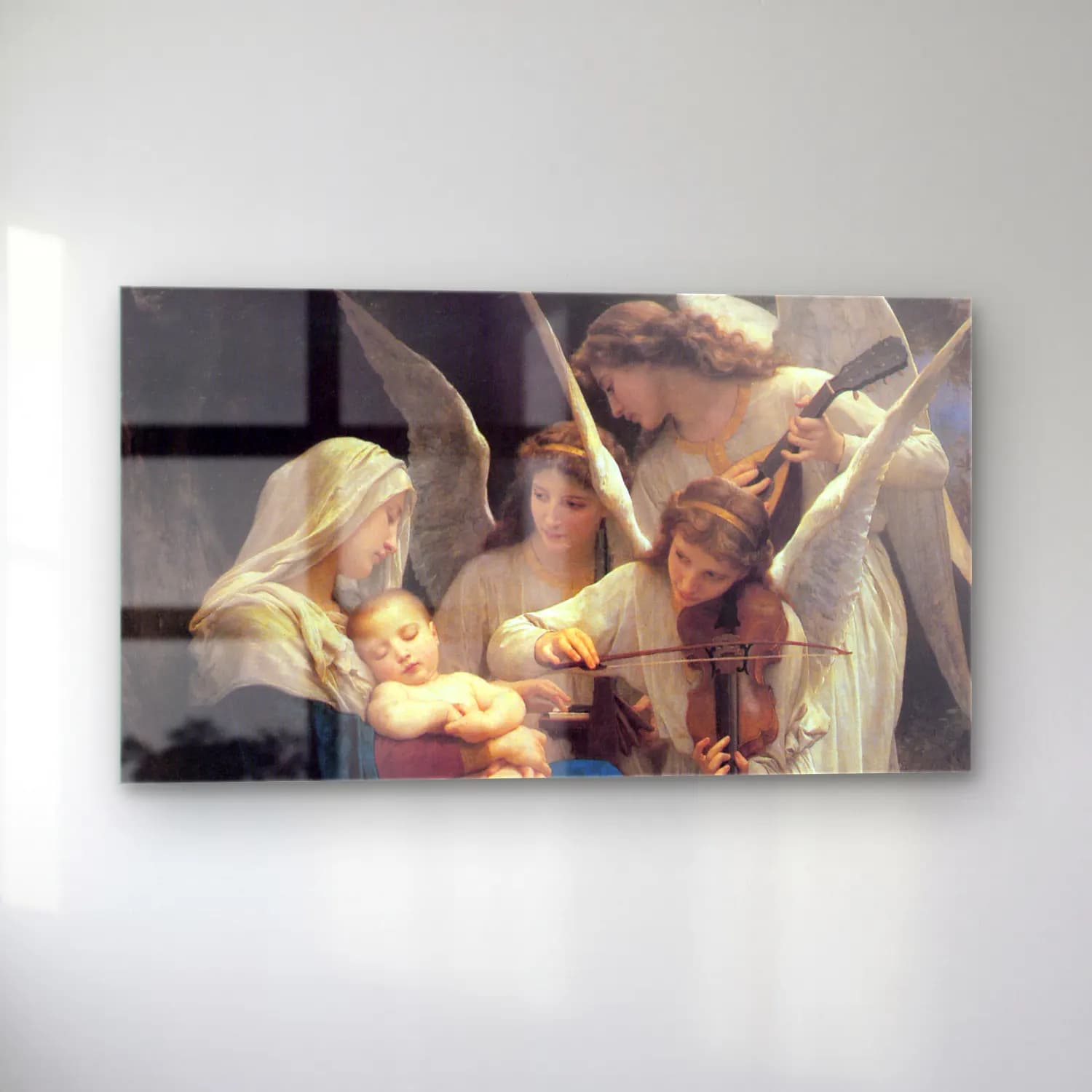 William-Adolphe Bouguereau – Song of the Angels cam tablo — sol açıdan görünüm