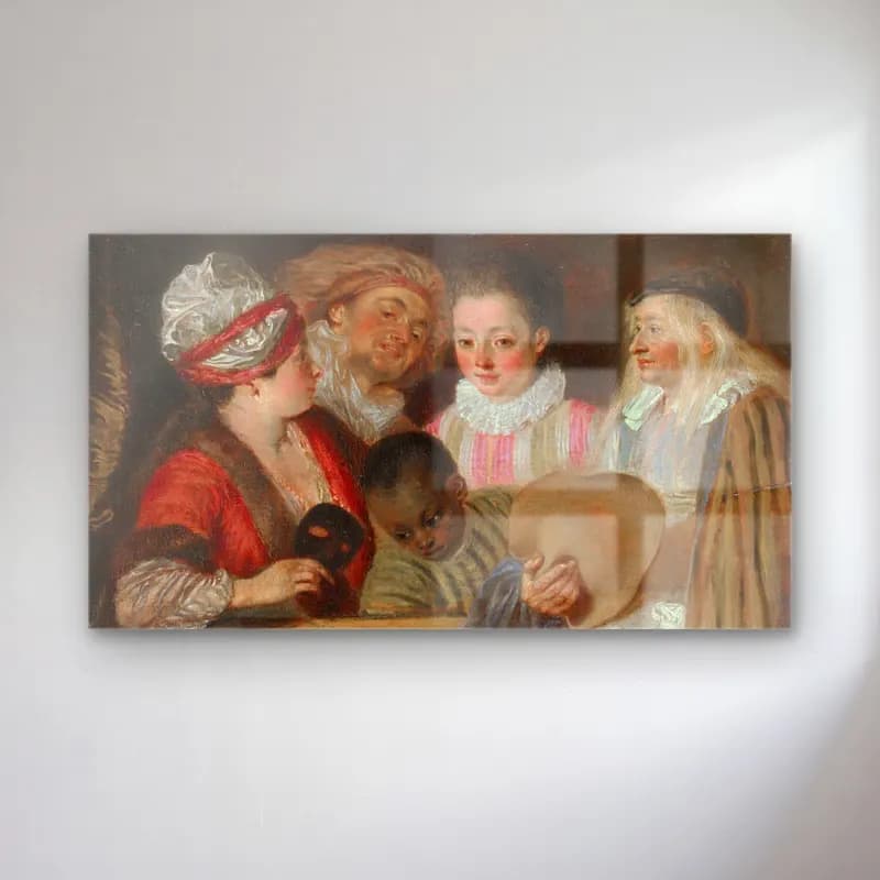 Antoine Watteau – Actors of the Comedie-Francaise cam tablo — Antoine Watteau – Actors of the Comedie-Francaise — yağlı boya dini sahne