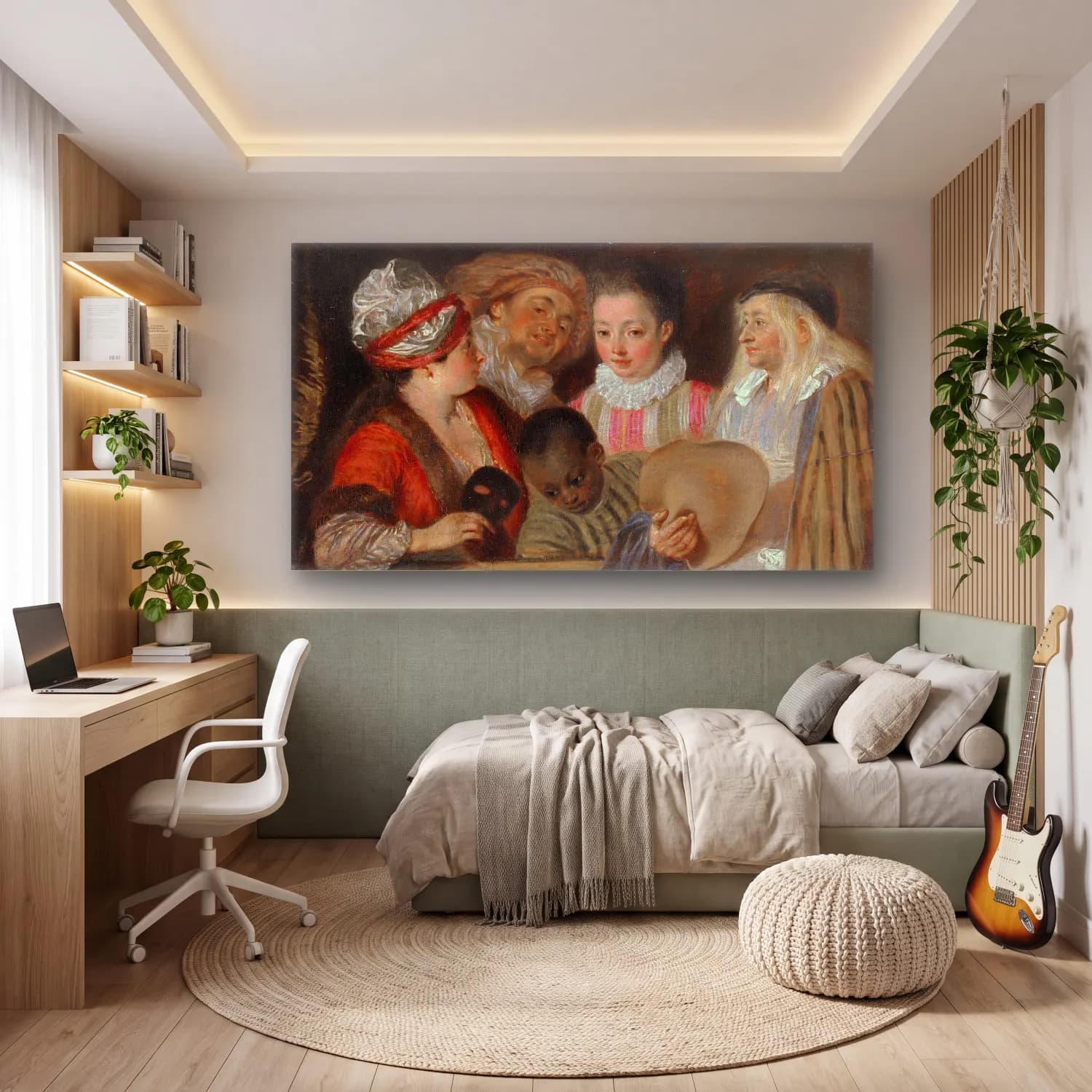 Antoine Watteau – Actors of the Comedie-Francaise cam tablo — genç odasında