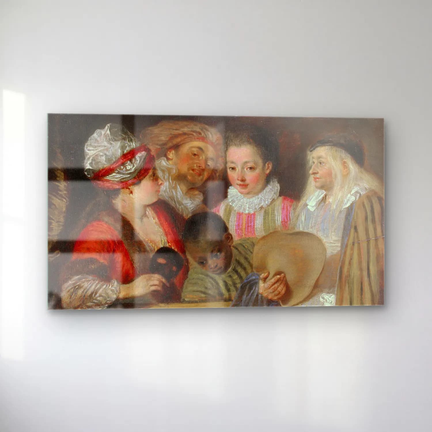 Antoine Watteau – Actors of the Comedie-Francaise cam tablo — sol açıdan görünüm