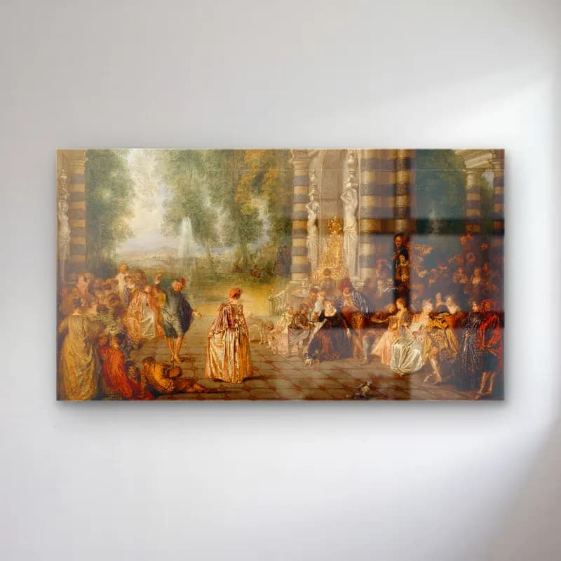 Antoine Watteau – Das Ballvergnügen cam tablo — Antoine Watteau – Das Ballvergnügen — yağlı boya dini sahne