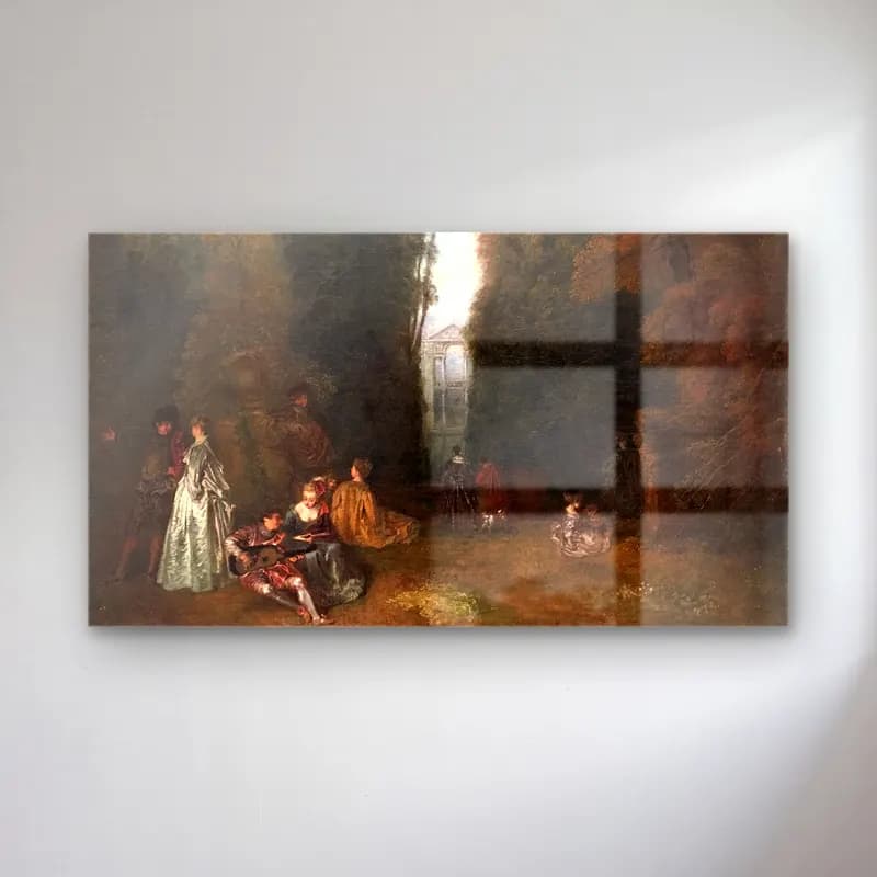 Antoine Watteau – Die Aussicht cam tablo — Antoine Watteau – Die Aussicht — empresyonist dini sahne