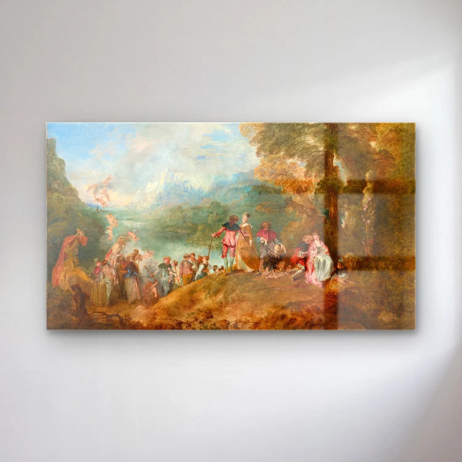 Antoine Watteau – Einschiffung nach Kythera cam tablo — Antoine Watteau – Einschiffung nach Kythera — empresyonist dini sahne