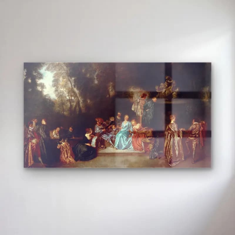 Antoine Watteau – Entertainment in the Open Air cam tablo — Antoine Watteau – Entertainment in the Open Air — yağlı boya dini sahne