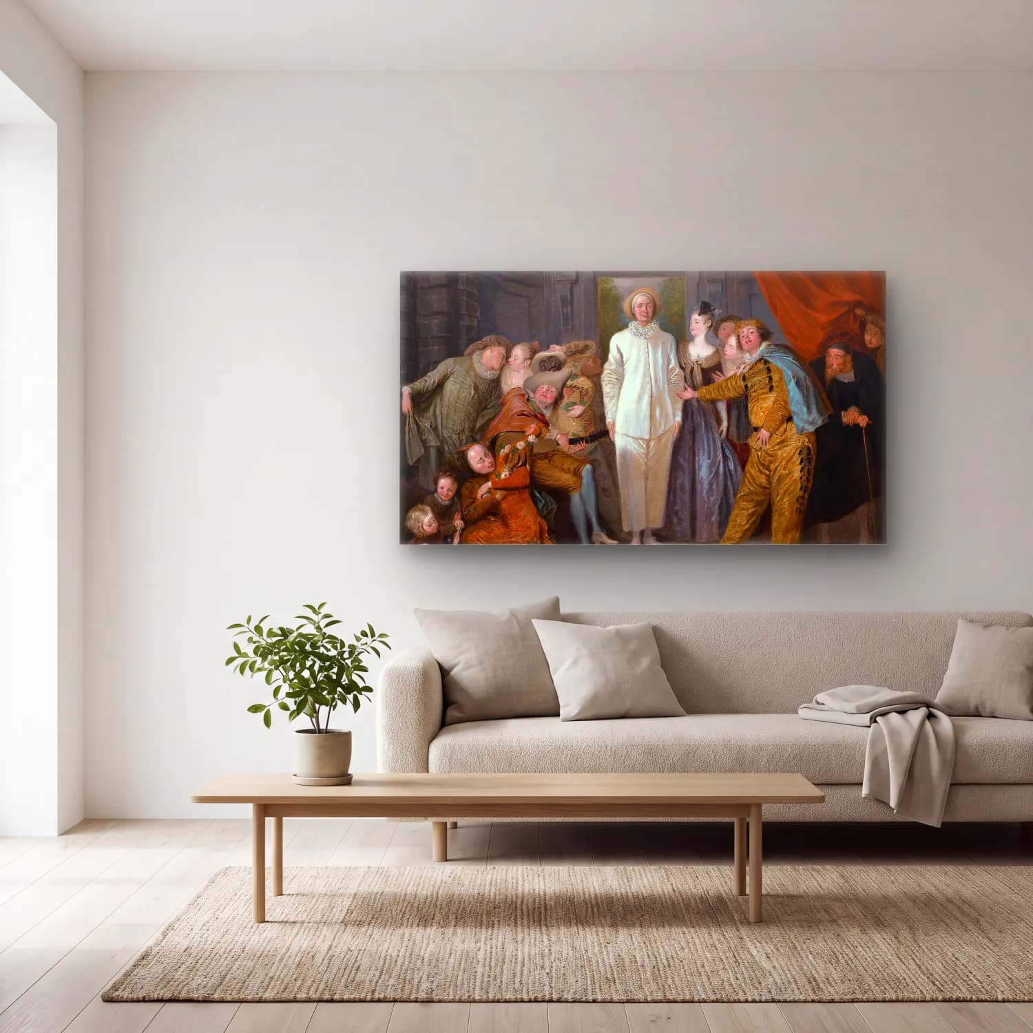 Antoine Watteau – Italienische Komödianten cam tablo — açık renk salonda