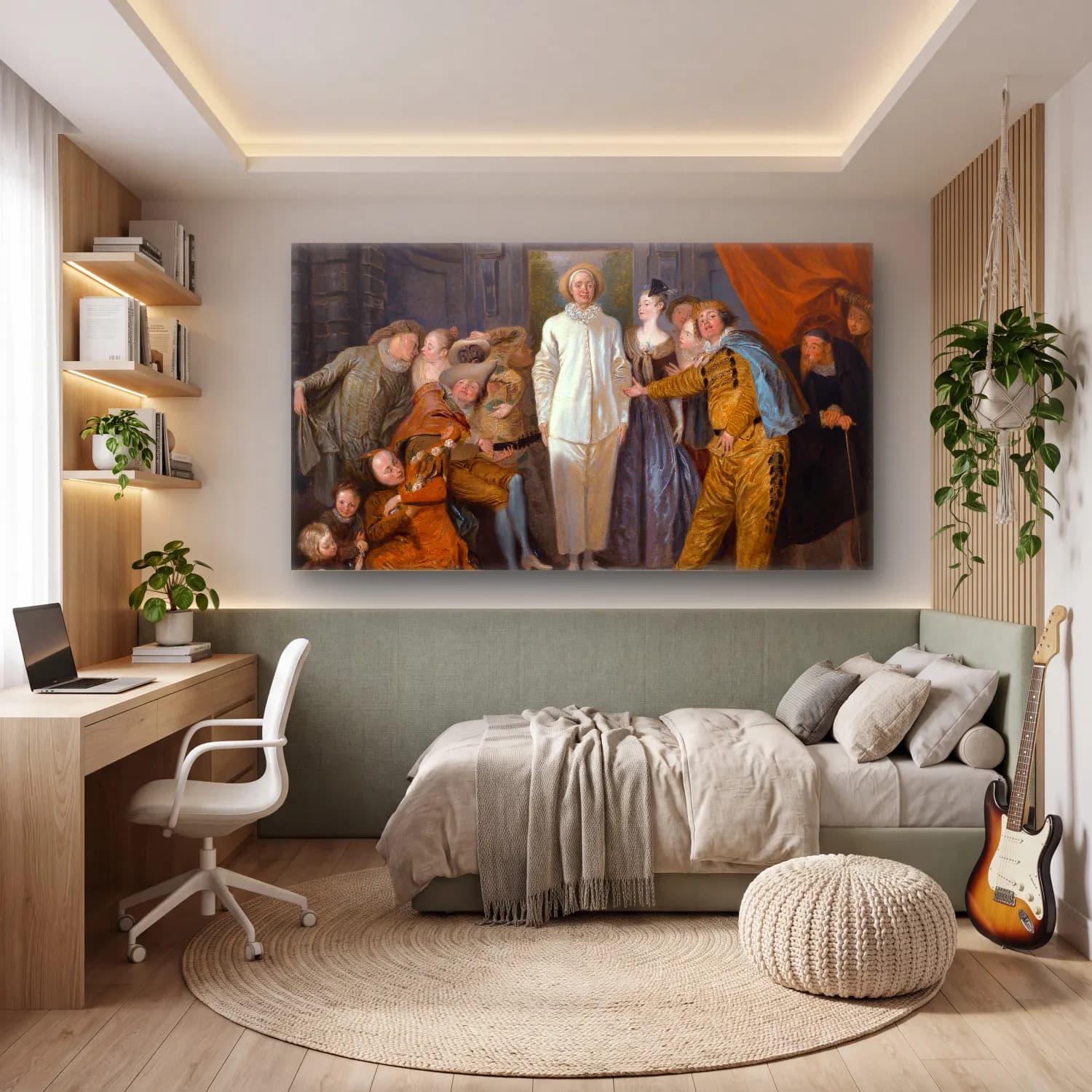 Antoine Watteau – Italienische Komödianten cam tablo — genç odasında