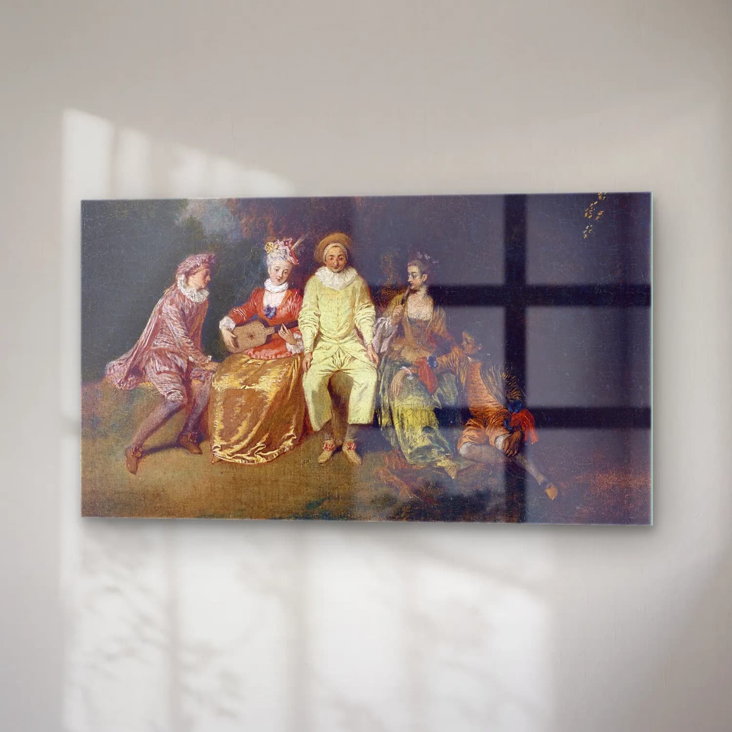 Antoine Watteau – Pierrot Content cam tablo — sağ açıdan görünüm