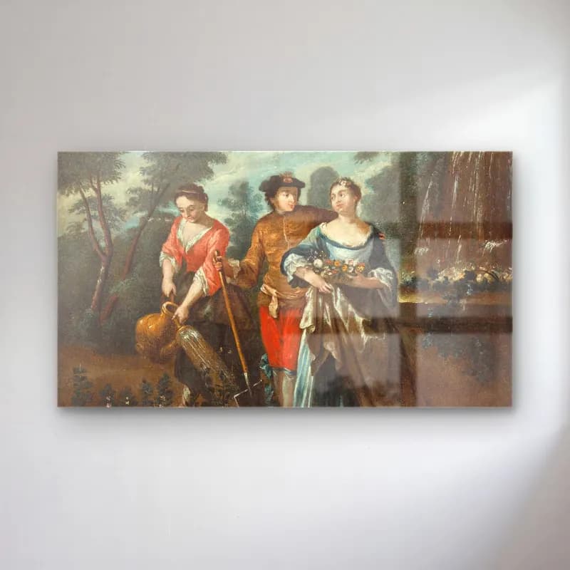 Antoine Watteau – Schule Adeliges Liebes-Paar cam tablo — Antoine Watteau – Schule Adeliges Liebes-Paar — yağlı boya dini sahne