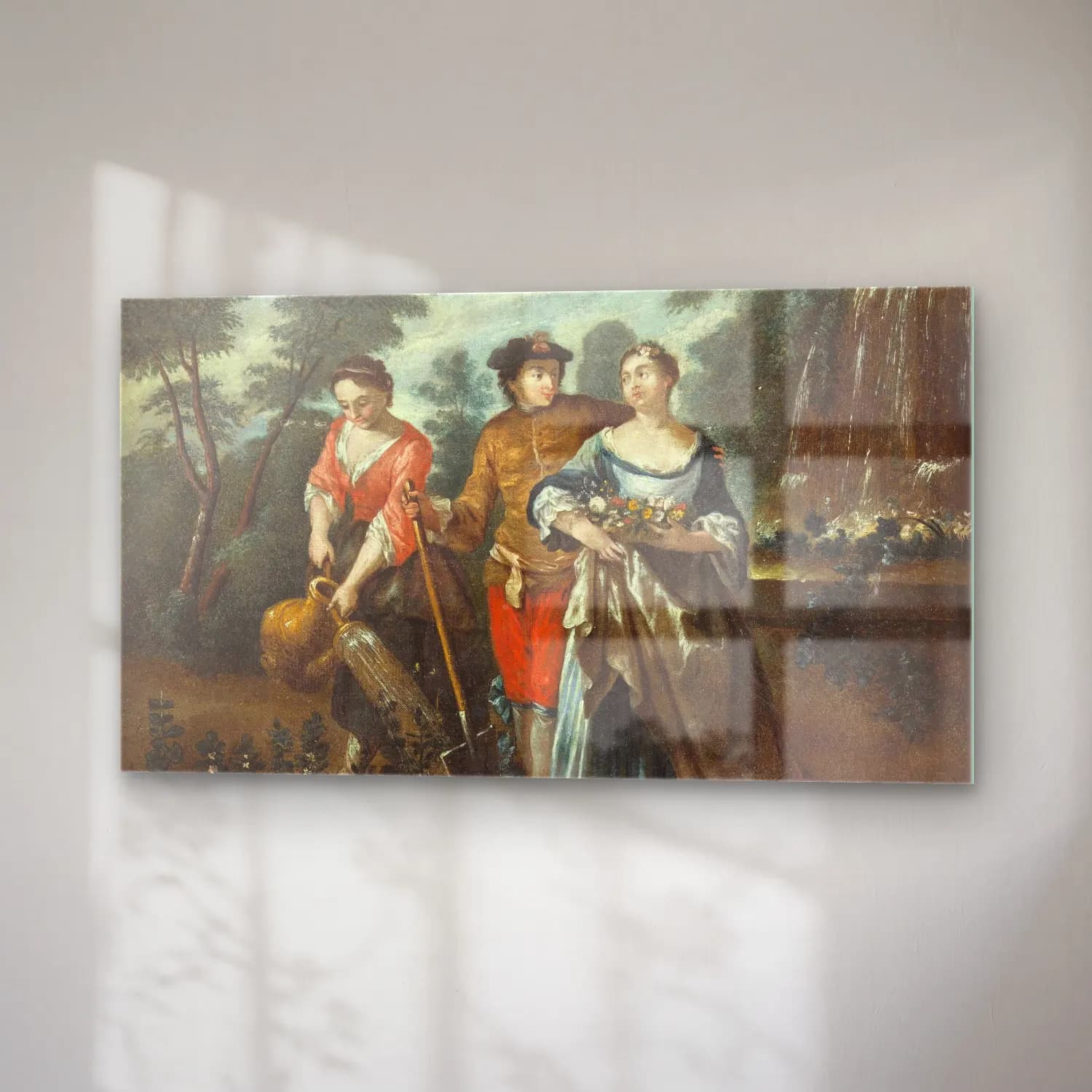 Antoine Watteau – Schule Adeliges Liebes-Paar cam tablo — sağ açıdan görünüm