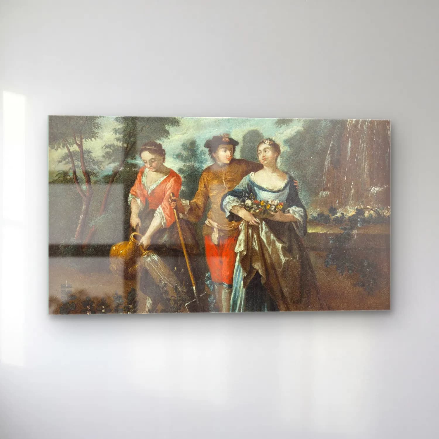 Antoine Watteau – Schule Adeliges Liebes-Paar cam tablo — sol açıdan görünüm