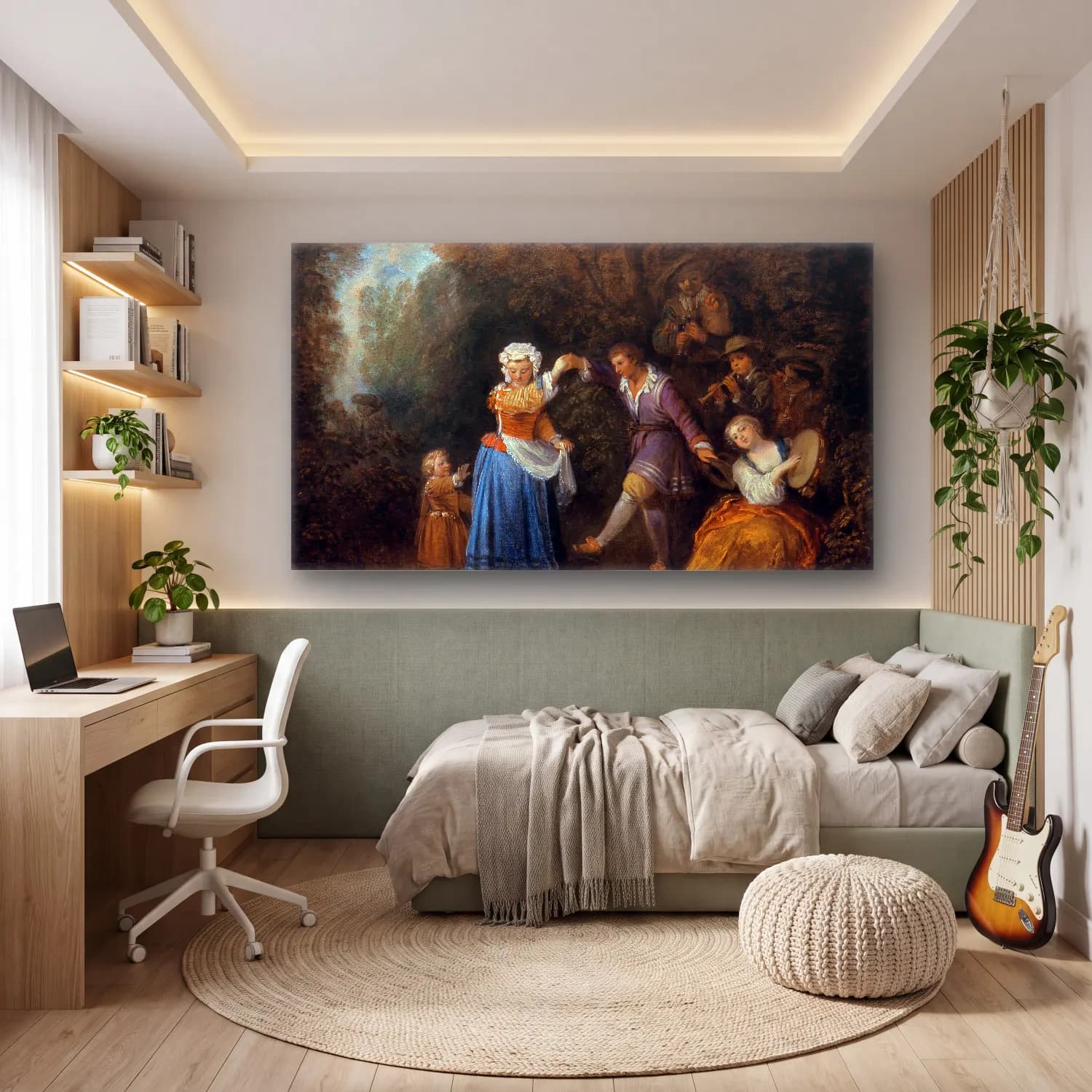 Antoine Watteau – The Country Dance cam tablo — genç odasında