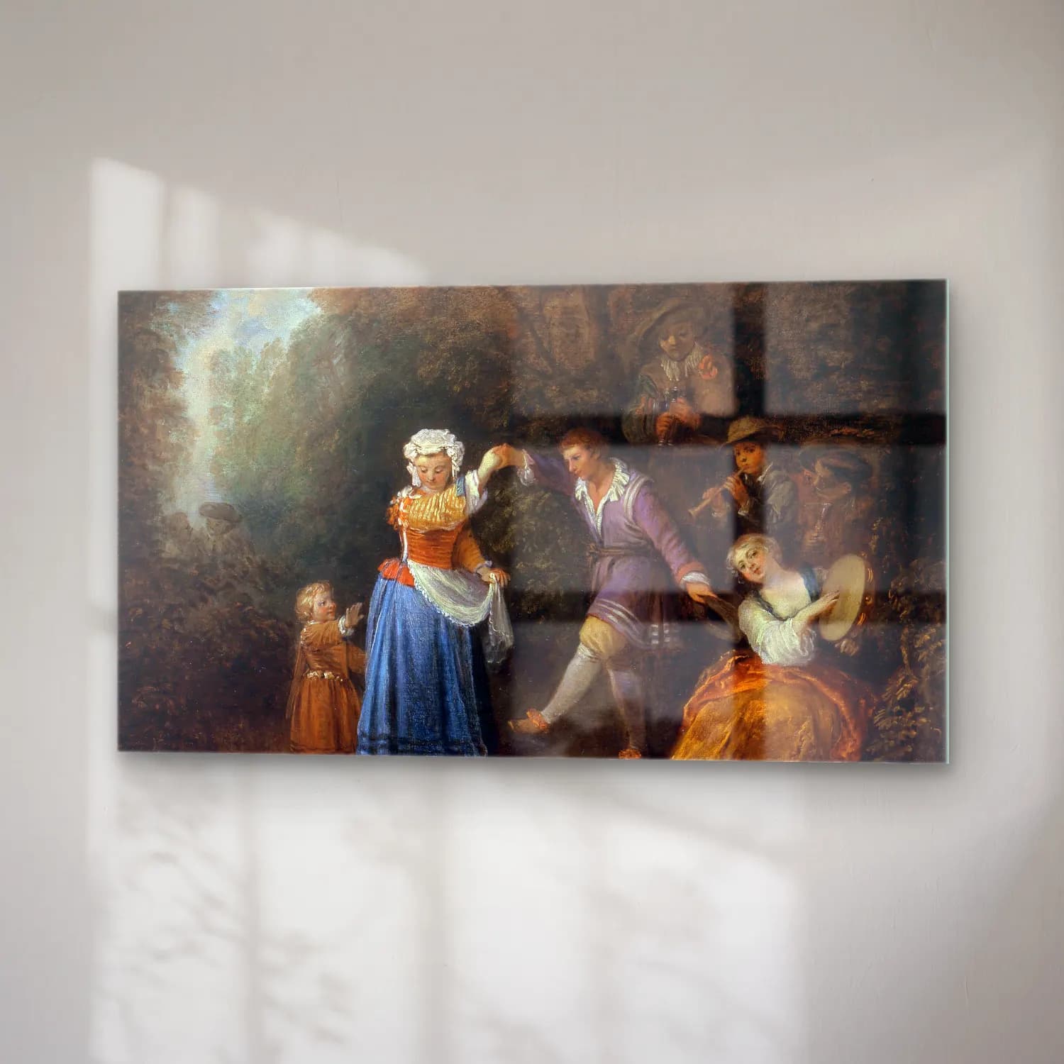 Antoine Watteau – The Country Dance cam tablo — sağ açıdan görünüm
