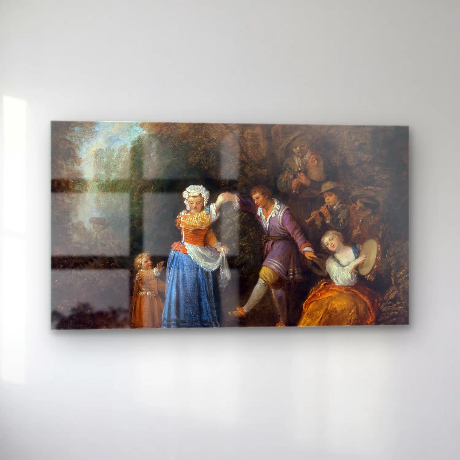 Antoine Watteau – The Country Dance cam tablo — sol açıdan görünüm