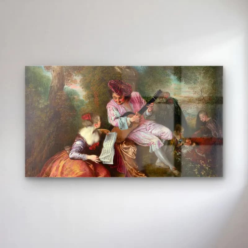 Antoine Watteau – The Scale of Love cam tablo — Antoine Watteau – The Scale of Love — yağlı boya gitar