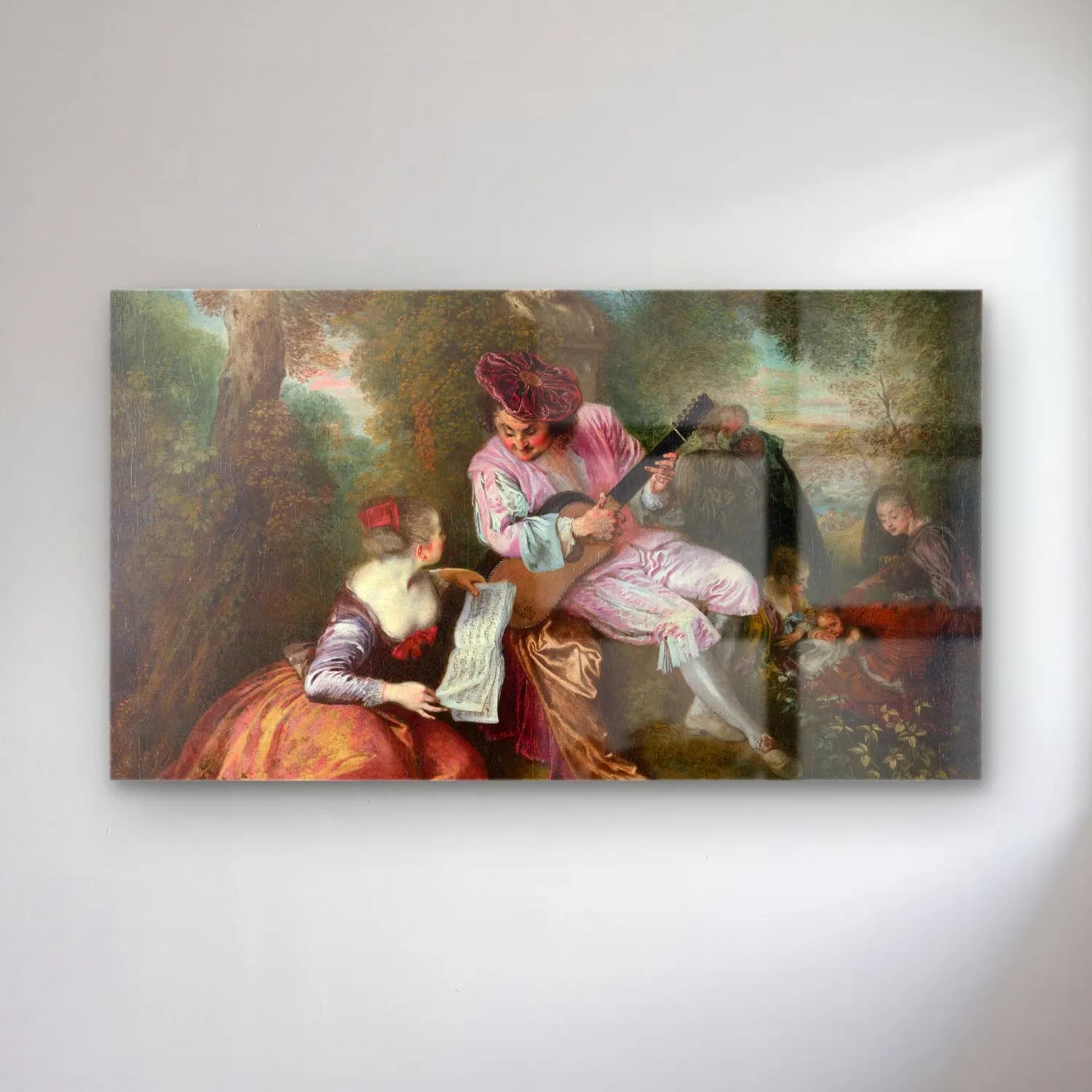 Antoine Watteau – The Scale of Love cam tablo — Antoine Watteau – The Scale of Love — yağlı boya gitar