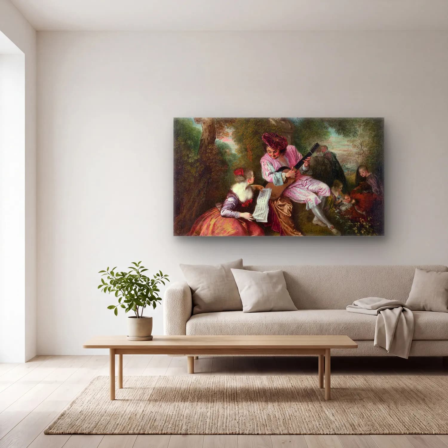 Antoine Watteau – The Scale of Love cam tablo — açık renk salonda