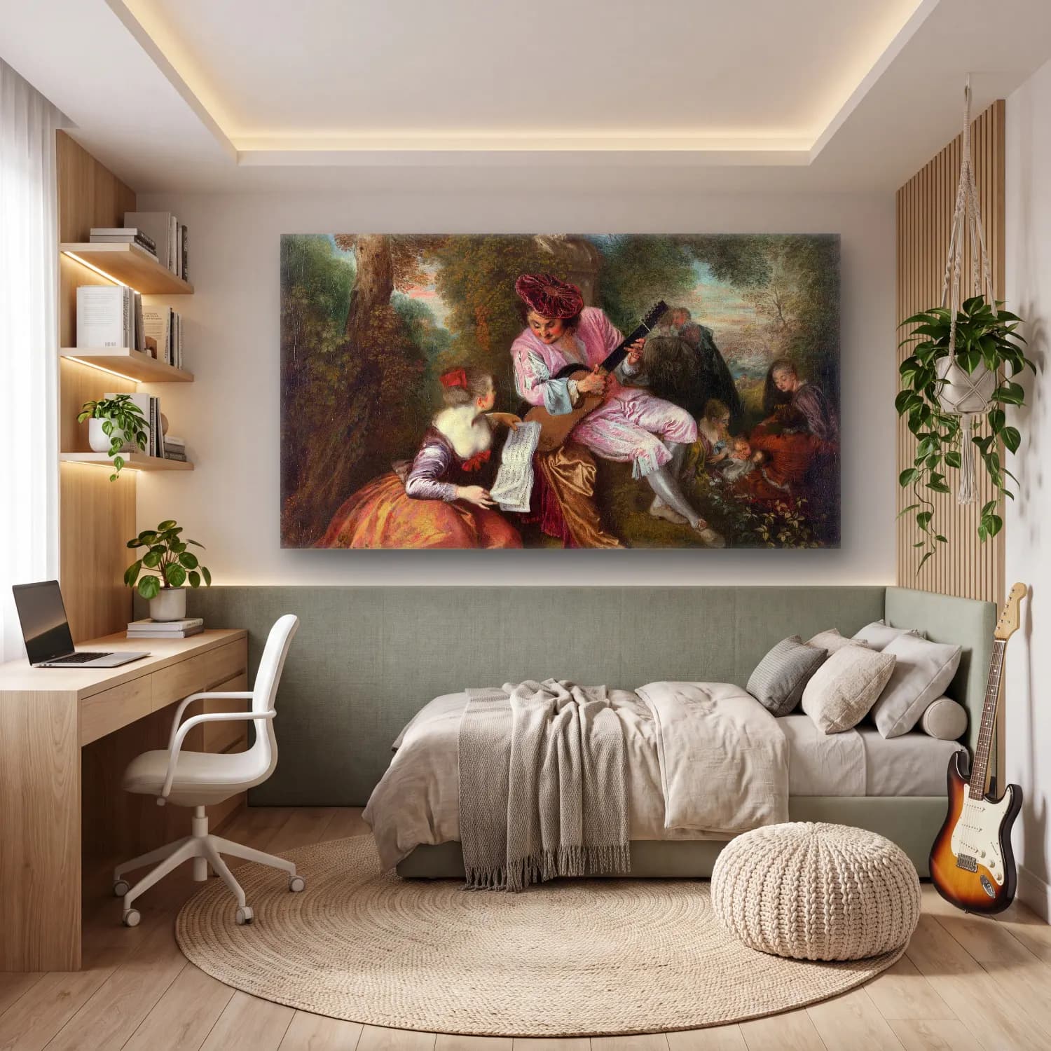 Antoine Watteau – The Scale of Love cam tablo — genç odasında