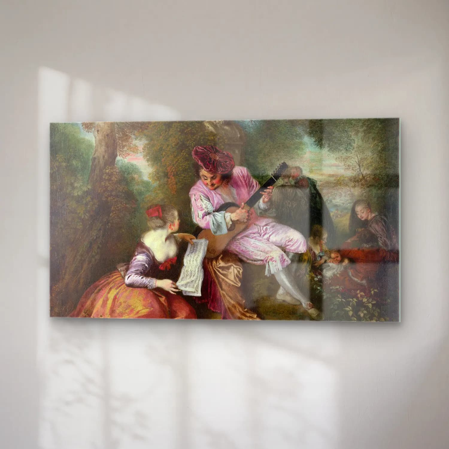 Antoine Watteau – The Scale of Love cam tablo — sağ açıdan görünüm