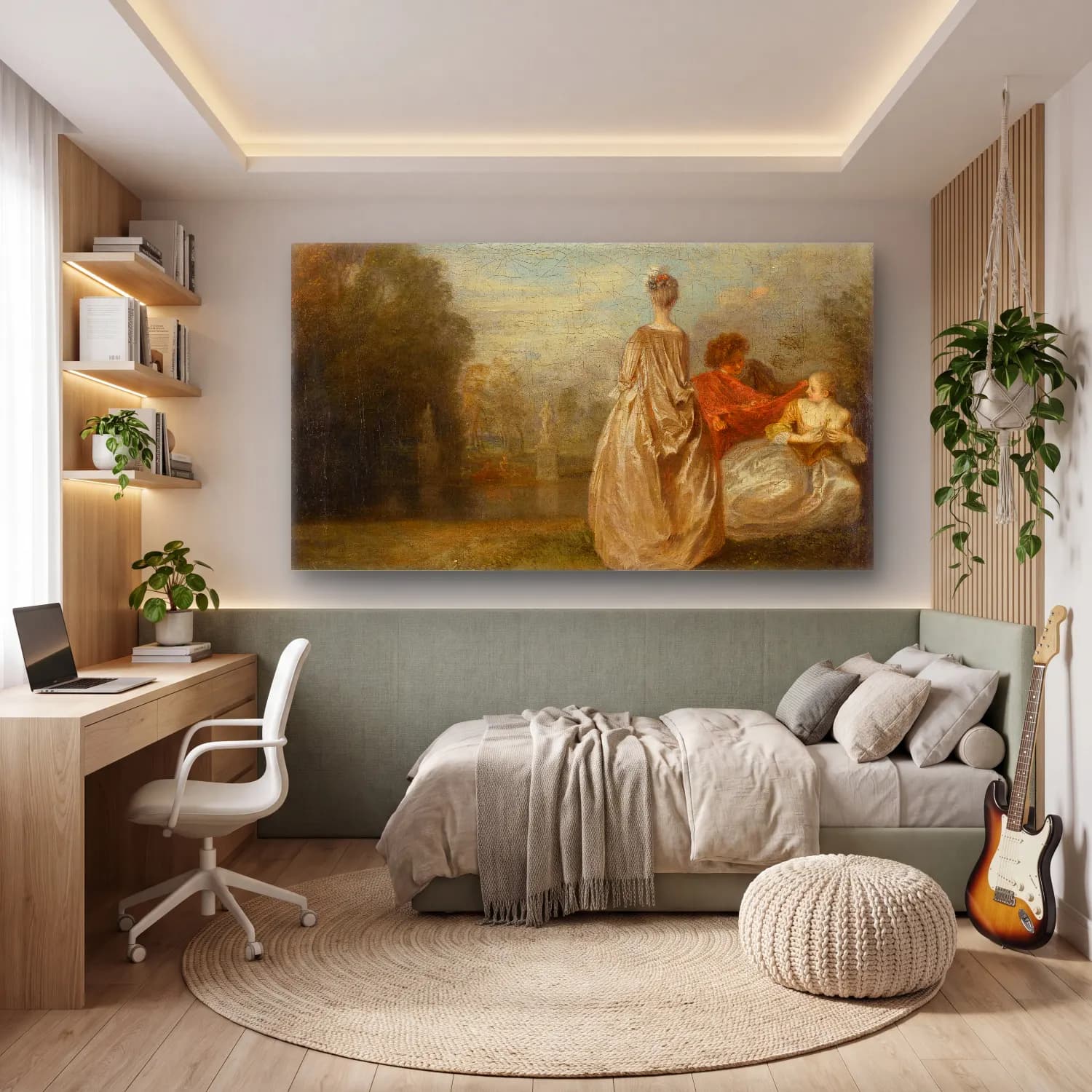 Antoine Watteau – The two cousins cam tablo — genç odasında