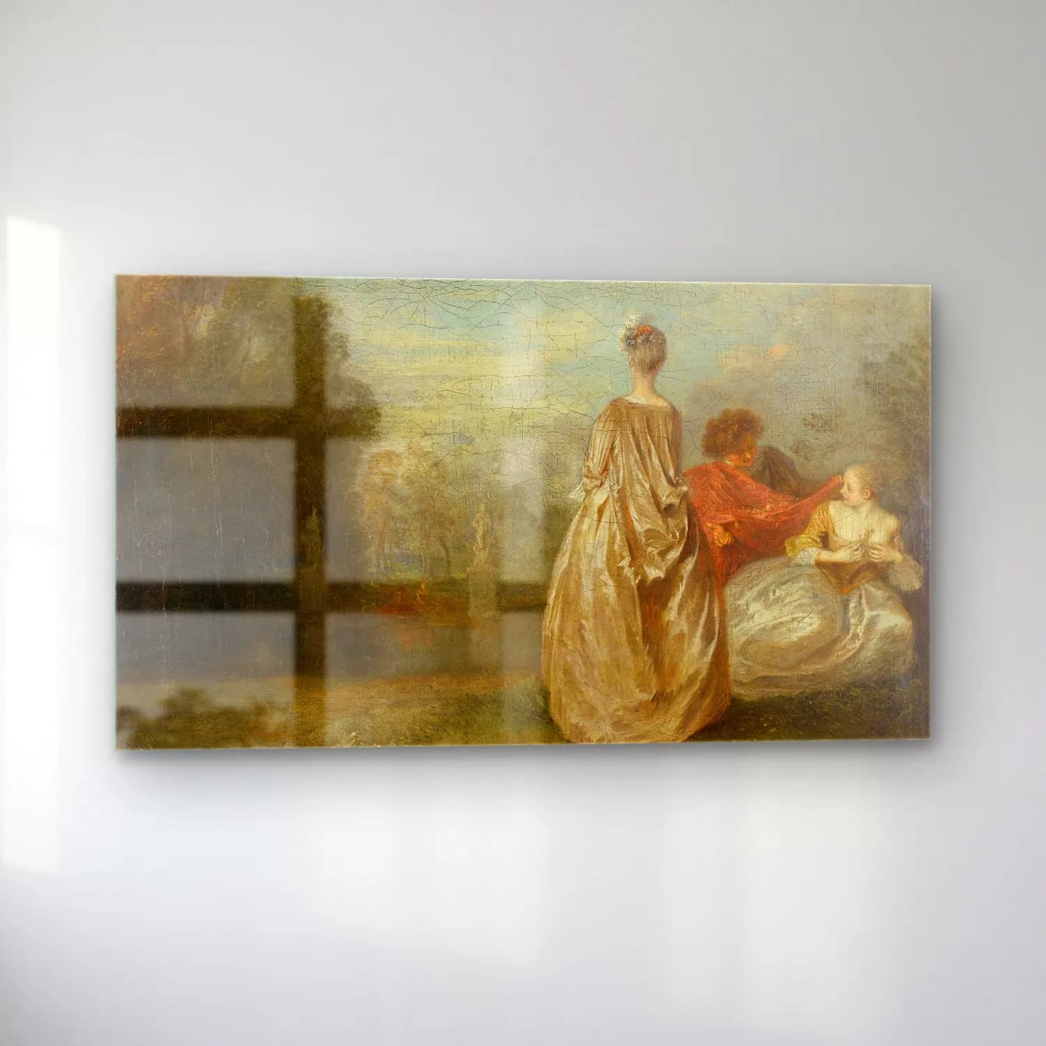 Antoine Watteau – The two cousins cam tablo — sol açıdan görünüm