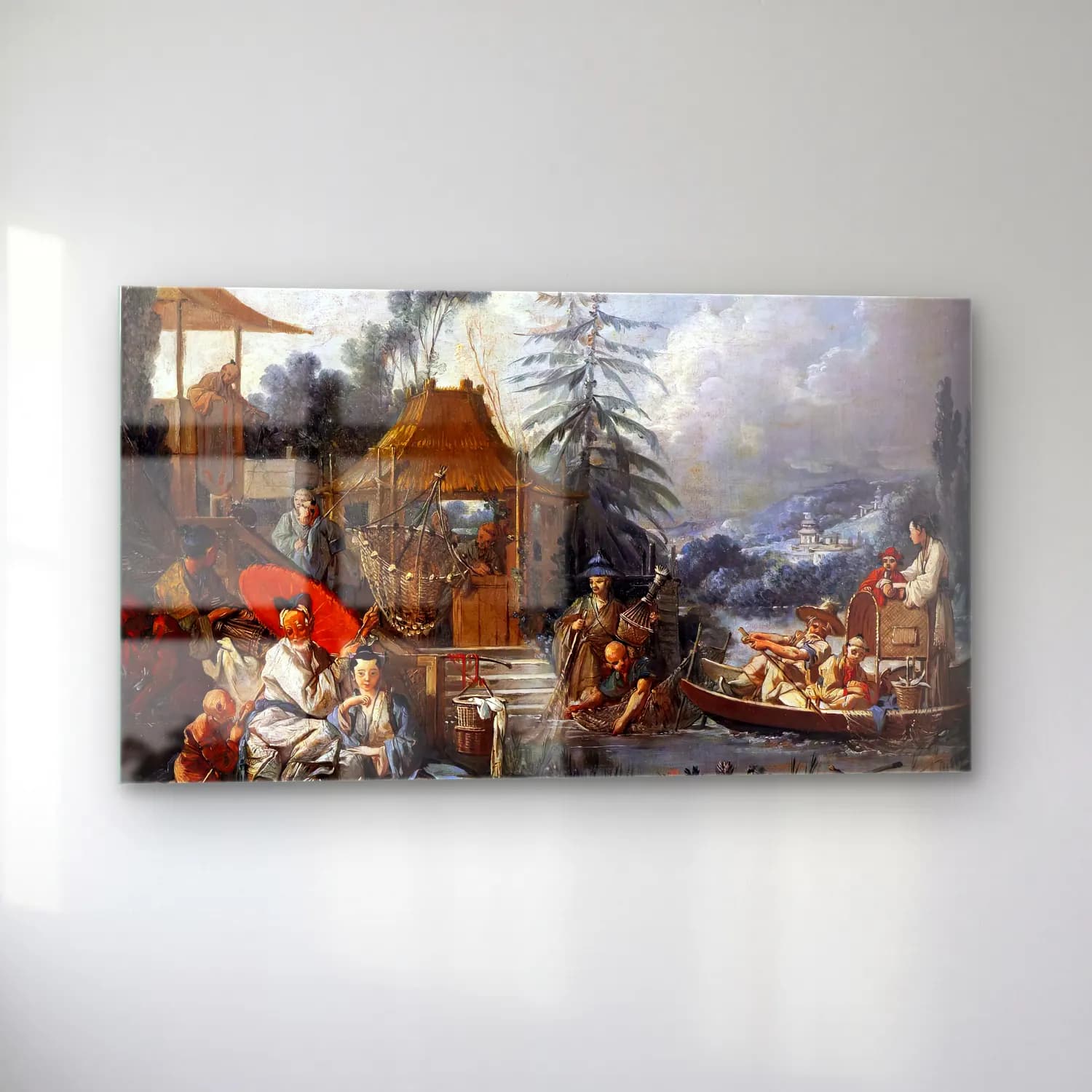 François Boucher – La Pêche chinoise cam tablo — sol açıdan görünüm