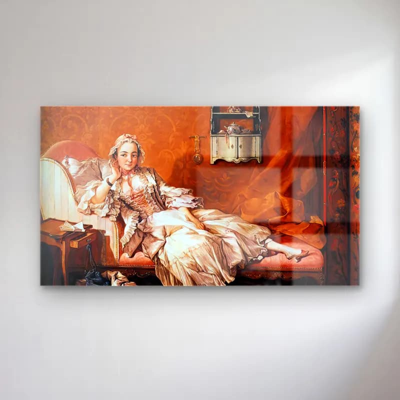 François Boucher – Madame Boucher ( ) cam tablo — François Boucher – Madame Boucher ( ) — vintage elbiseli kadın