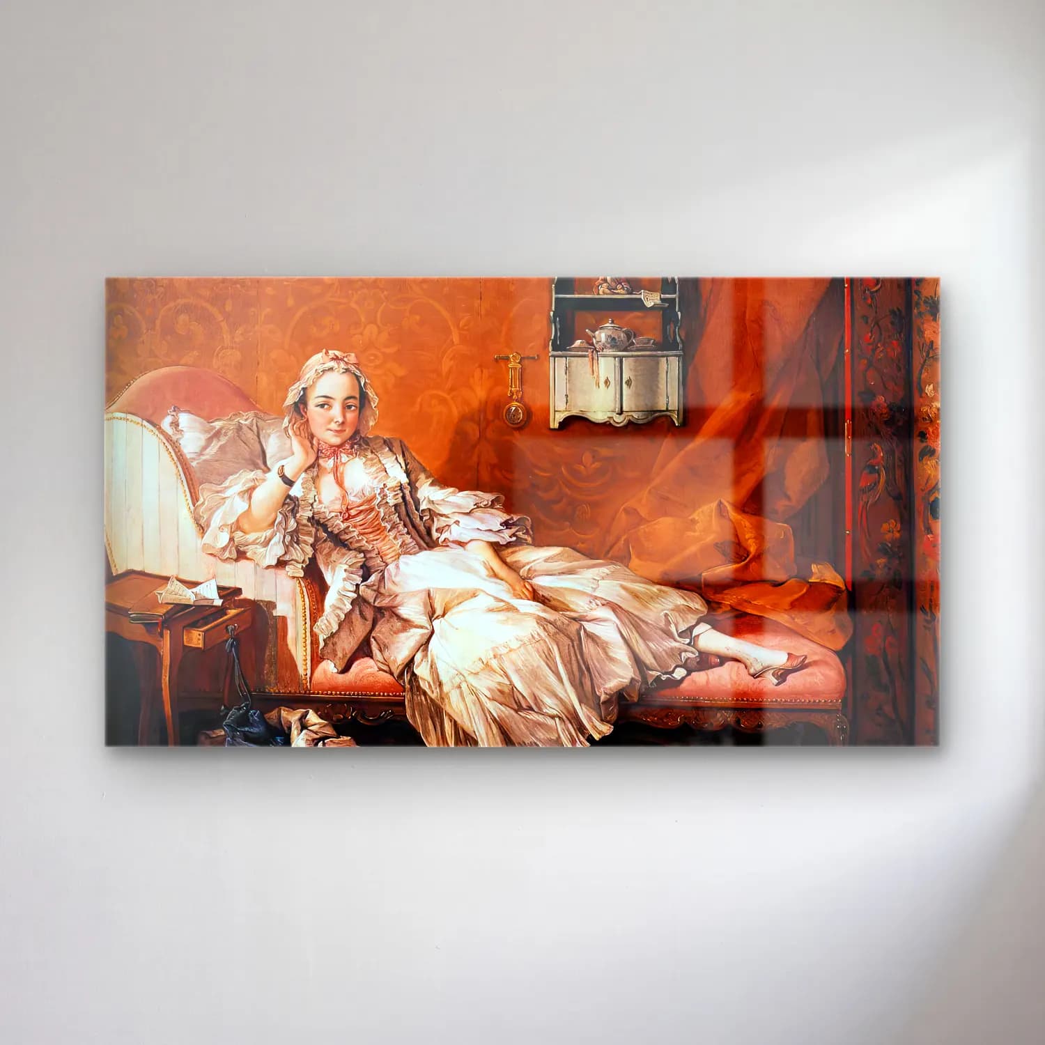 François Boucher – Madame Boucher ( ) cam tablo — François Boucher – Madame Boucher ( ) — vintage elbiseli kadın