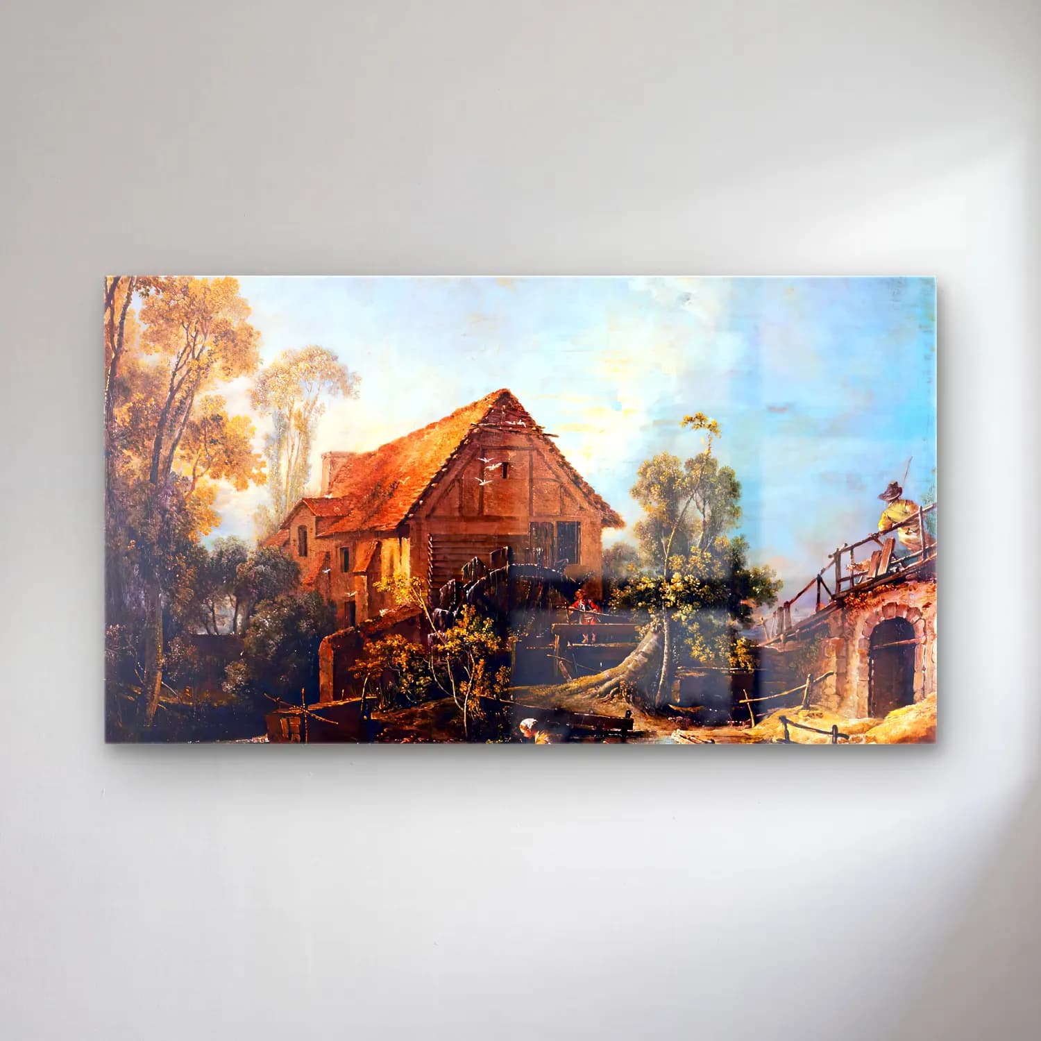 François Boucher – The Mill cam tablo — François Boucher – The Mill — yağlı boya kır evi