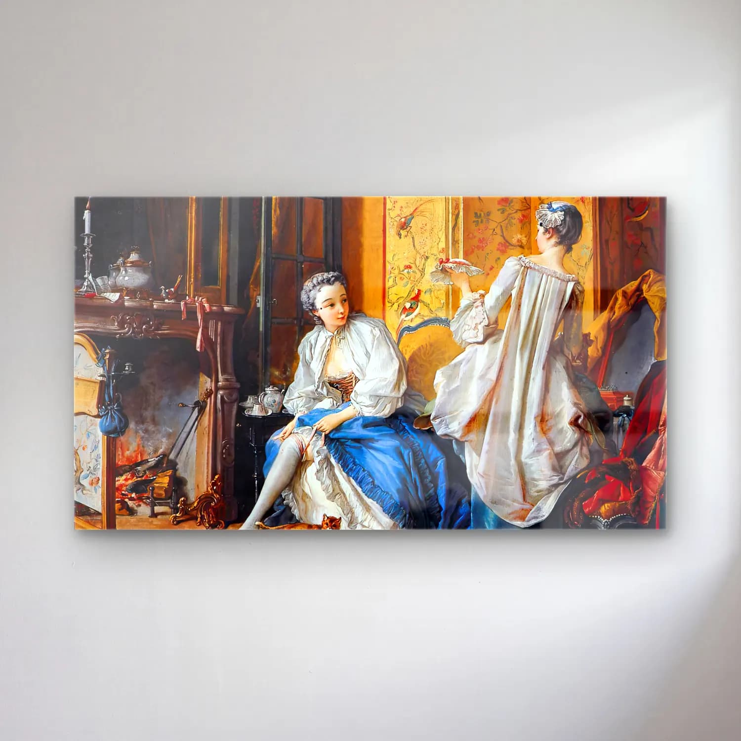 François Boucher – The Toilette cam tablo — François Boucher – The Toilette — vintage elbiseli kadın