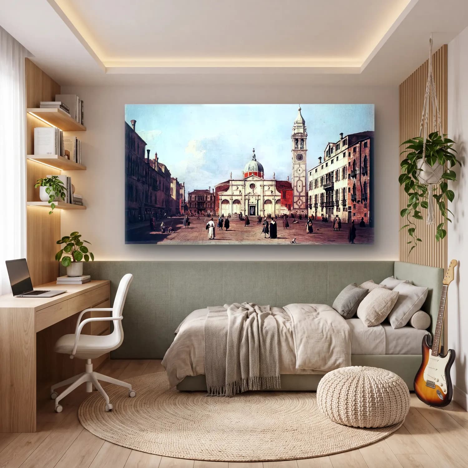 Yağlı Boya Katedral – Siyah Beyaz Tonlar cam tablo — genç odasında