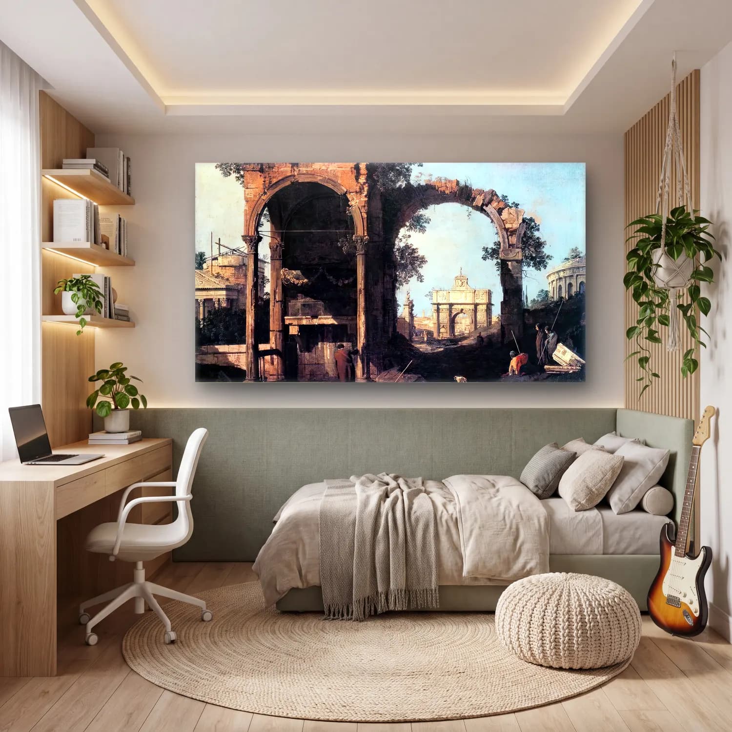 Yağlı Boya Roma – Siyah Beyaz Tonlar cam tablo — genç odasında
