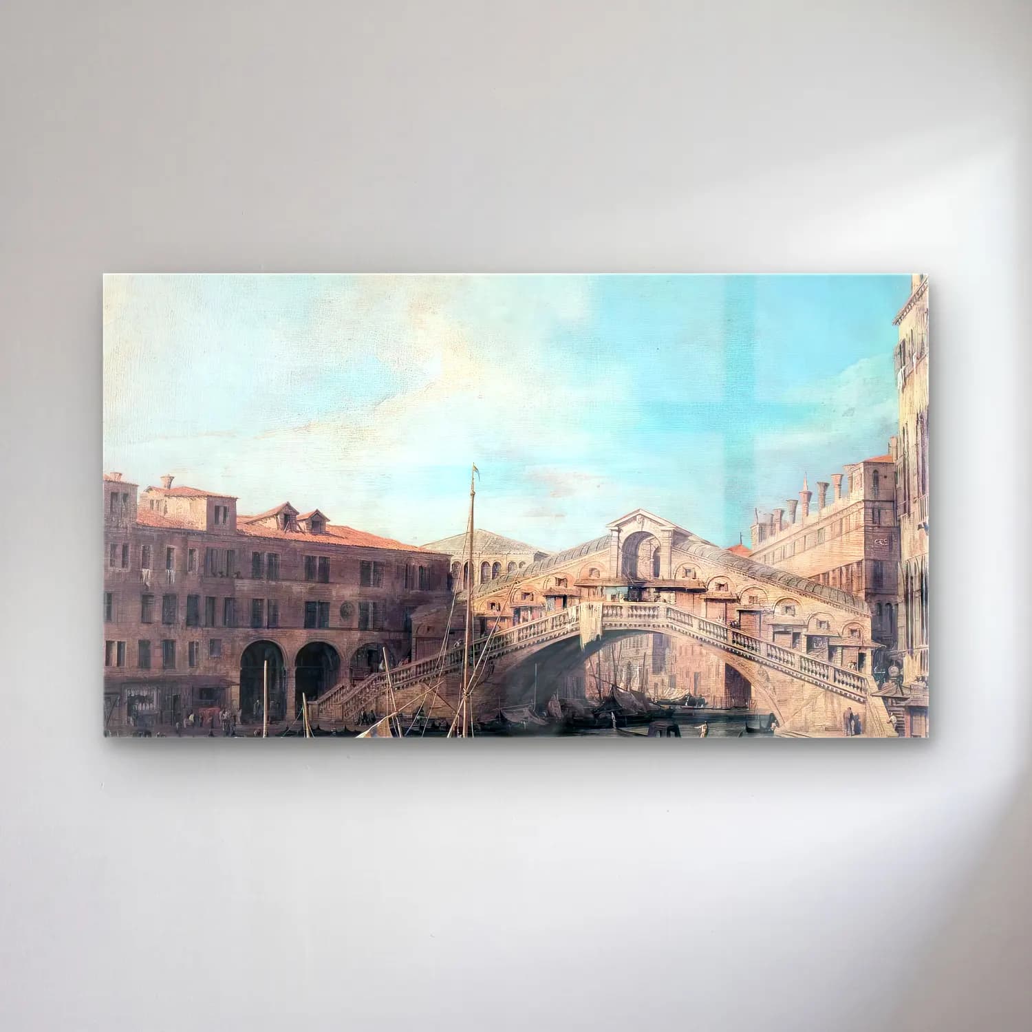 Yağlı Boya Venedik Kanalları – Pastel Tonlar cam tablo — Yağlı Boya Venedik Kanalları – Pastel Tonlar — yağlı boya venedik kanalları