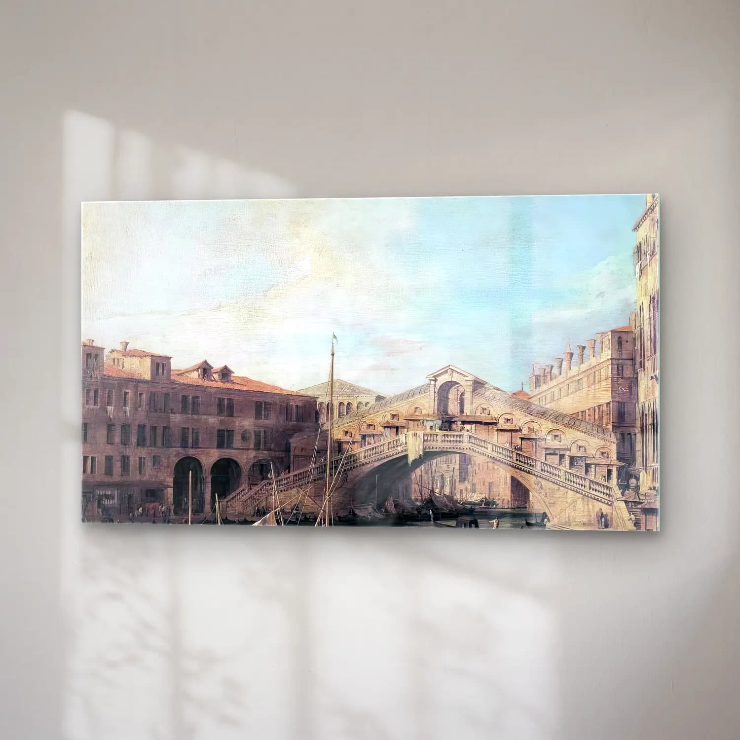 Yağlı Boya Venedik Kanalları – Pastel Tonlar cam tablo — sağ açıdan görünüm