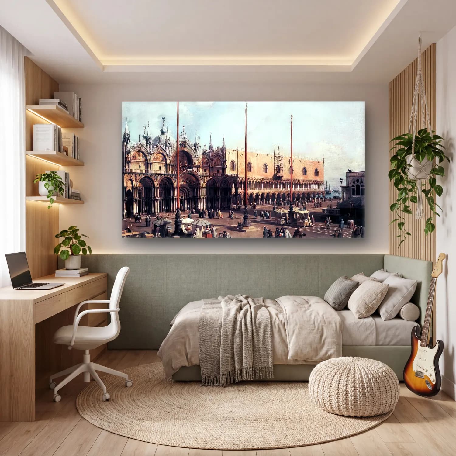 Vintage Katedral – Kırmızı Tonlar cam tablo — genç odasında