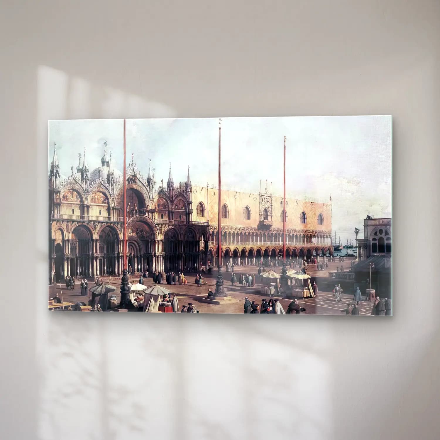 Vintage Katedral – Kırmızı Tonlar cam tablo — sağ açıdan görünüm