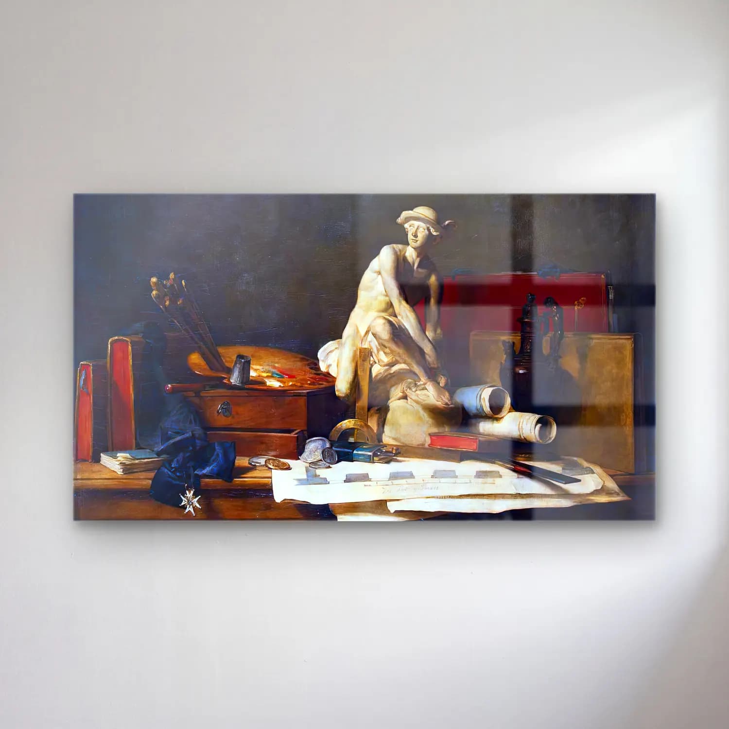 Jean-Baptiste-Siméon Chardin – Still-Life with Attributes of the Arts cam tablo — Jean-Baptiste-Siméon Chardin – Still-Life with Attributes of the Arts — yağlı boya figür çalışması