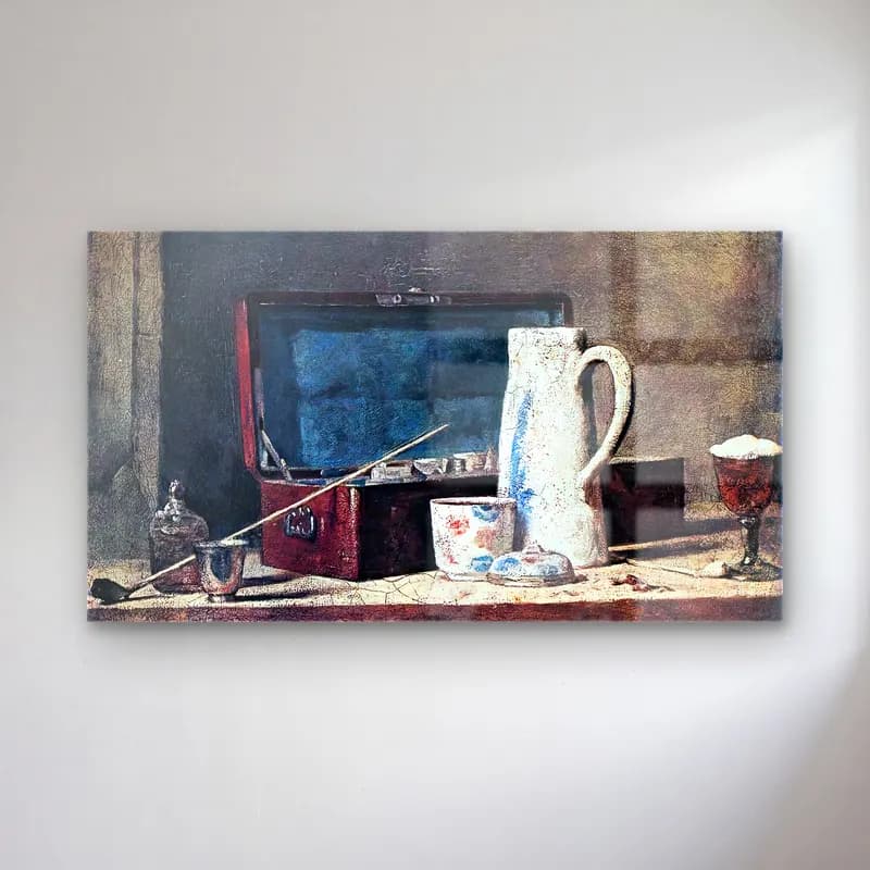 Jean-Baptiste-Siméon Chardin – Still-Life with Pipe and Jug cam tablo — Jean-Baptiste-Siméon Chardin – Still-Life with Pipe and Jug — yağlı boya seramik vazolar