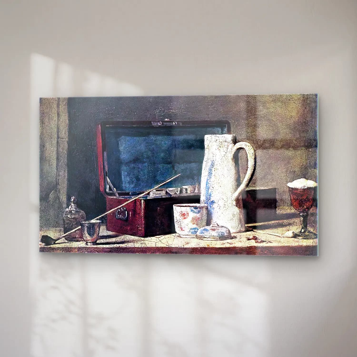 Jean-Baptiste-Siméon Chardin – Still-Life with Pipe and Jug cam tablo — sağ açıdan görünüm