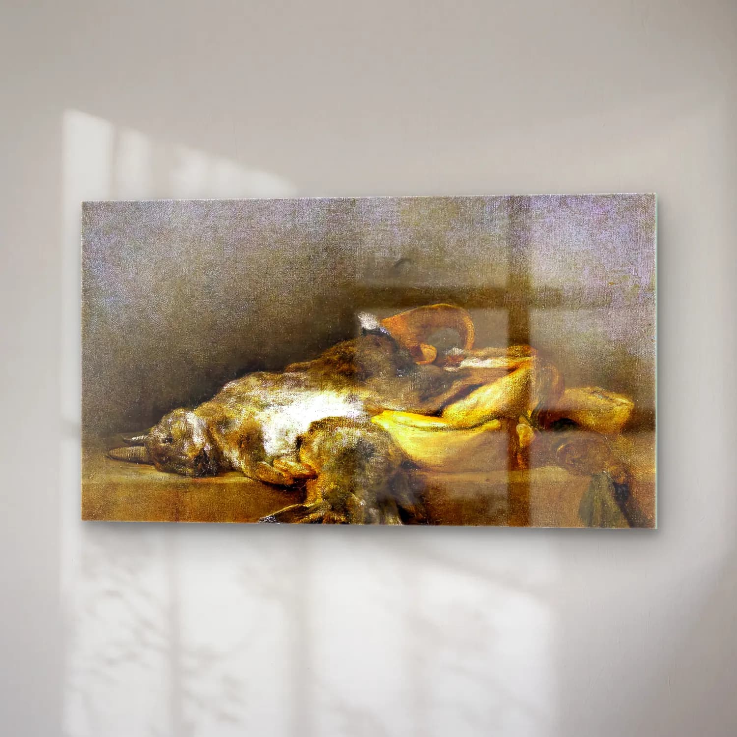 Jean-Baptiste-Siméon Chardin – Still-Life with Two Rabbits cam tablo — sağ açıdan görünüm