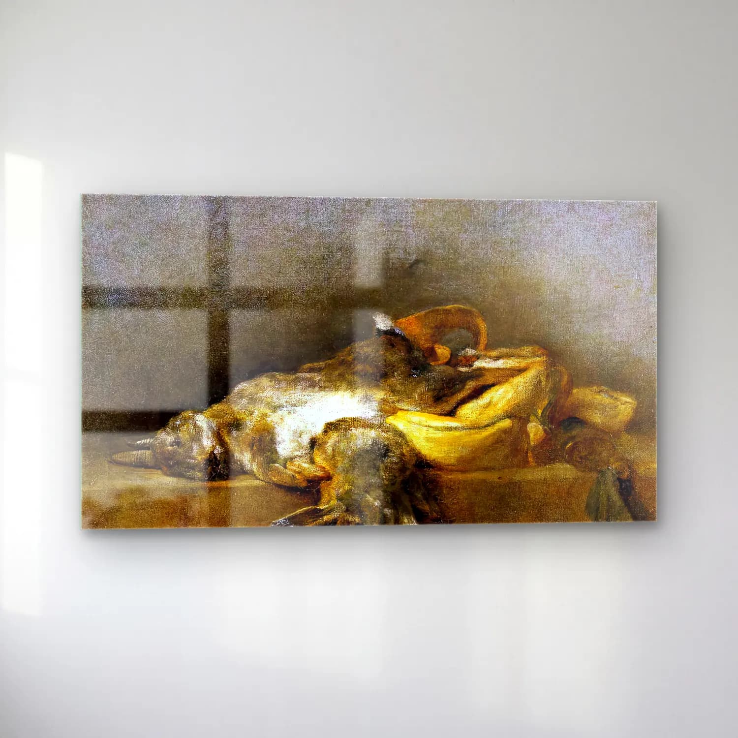Jean-Baptiste-Siméon Chardin – Still-Life with Two Rabbits cam tablo — sol açıdan görünüm
