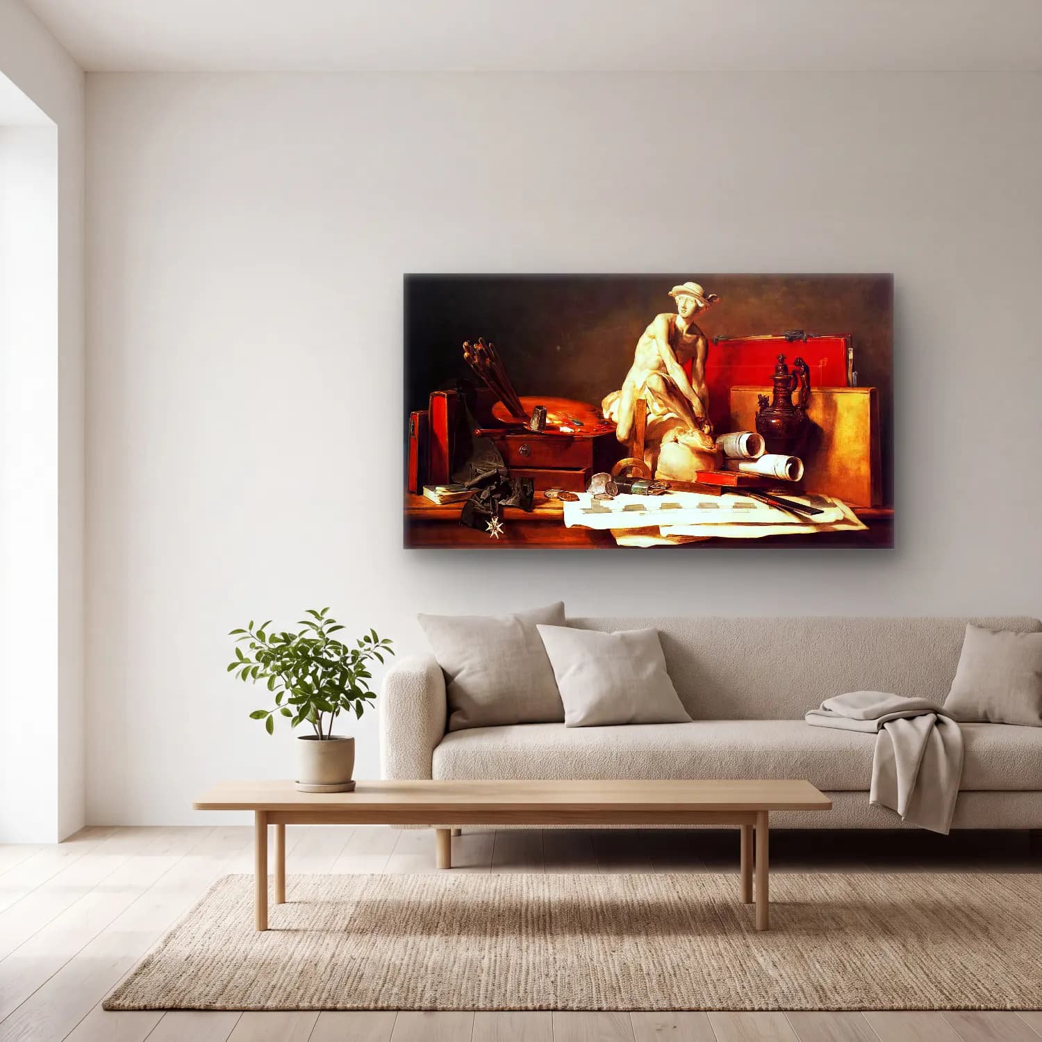 Jean-Baptiste-Siméon Chardin – The Attributes of Art cam tablo — açık renk salonda