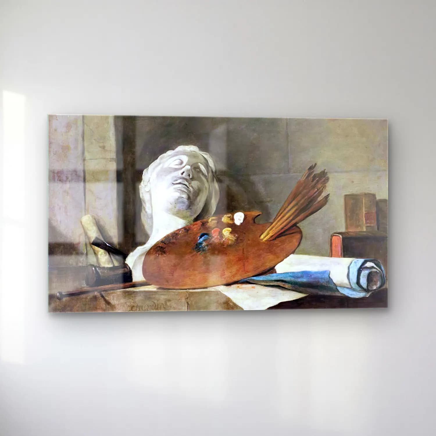 Jean-Baptiste-Siméon Chardin – The Attributes of Painting and Sculpture cam tablo — sol açıdan görünüm