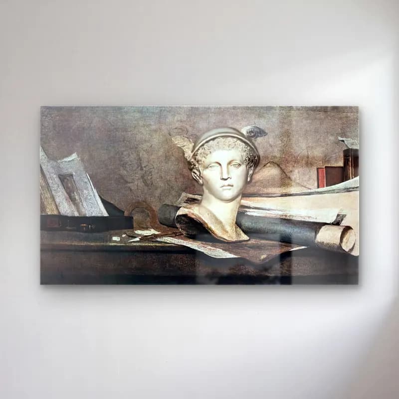 Jean-Baptiste-Siméon Chardin – The Attributes of the Arts with a Bust of Mercury cam tablo — Jean-Baptiste-Siméon Chardin – The Attributes of the Arts with a Bust of Mercury — yağlı boya mitolojik sahne