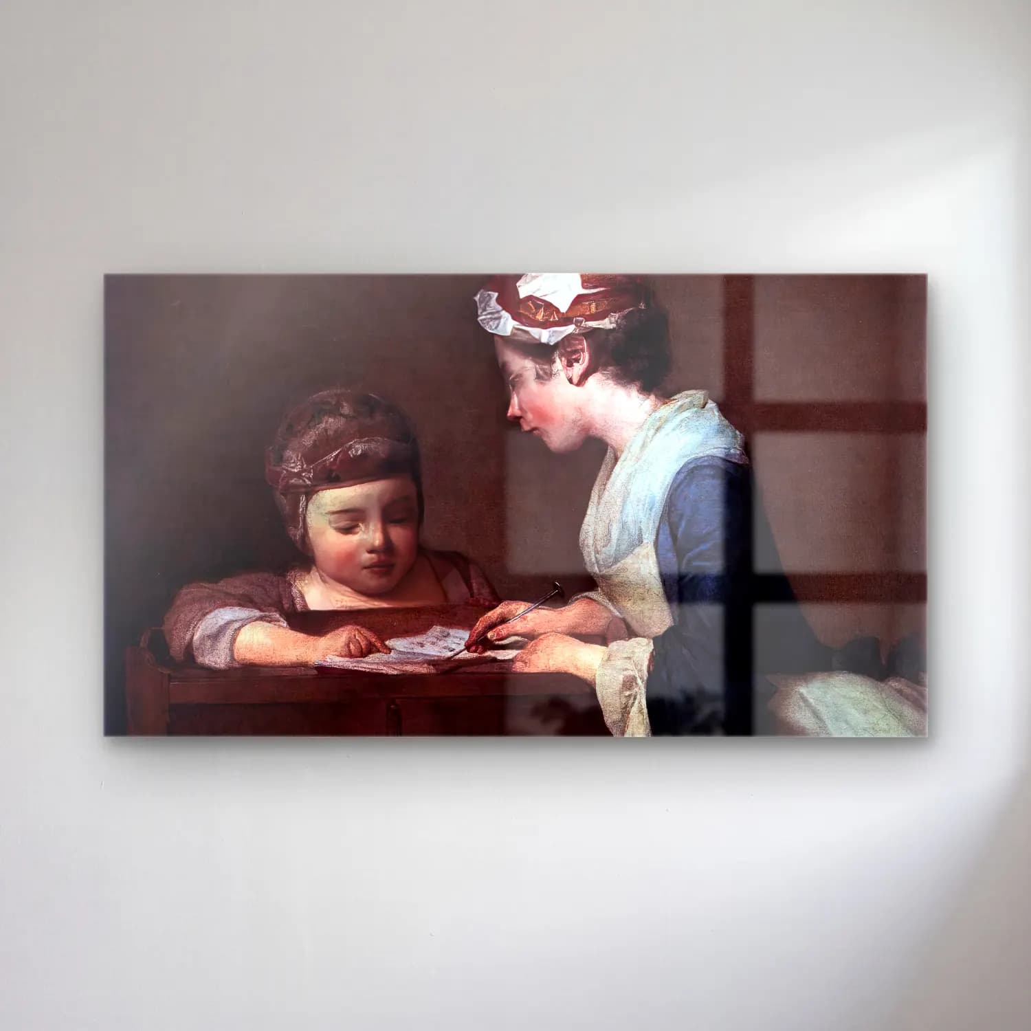Jean-Baptiste-Siméon Chardin – The Little Schoolmistress cam tablo — Jean-Baptiste-Siméon Chardin – The Little Schoolmistress — vintage anne ve çocuk
