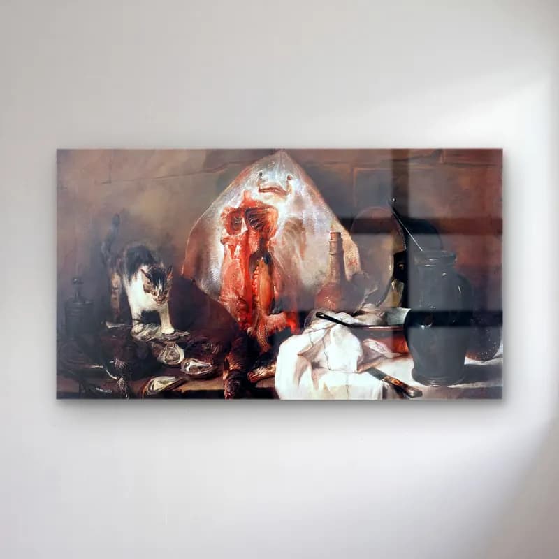 Jean-Baptiste-Siméon Chardin – The Ray cam tablo — Jean-Baptiste-Siméon Chardin – The Ray — yağlı boya mutfak gereçleri