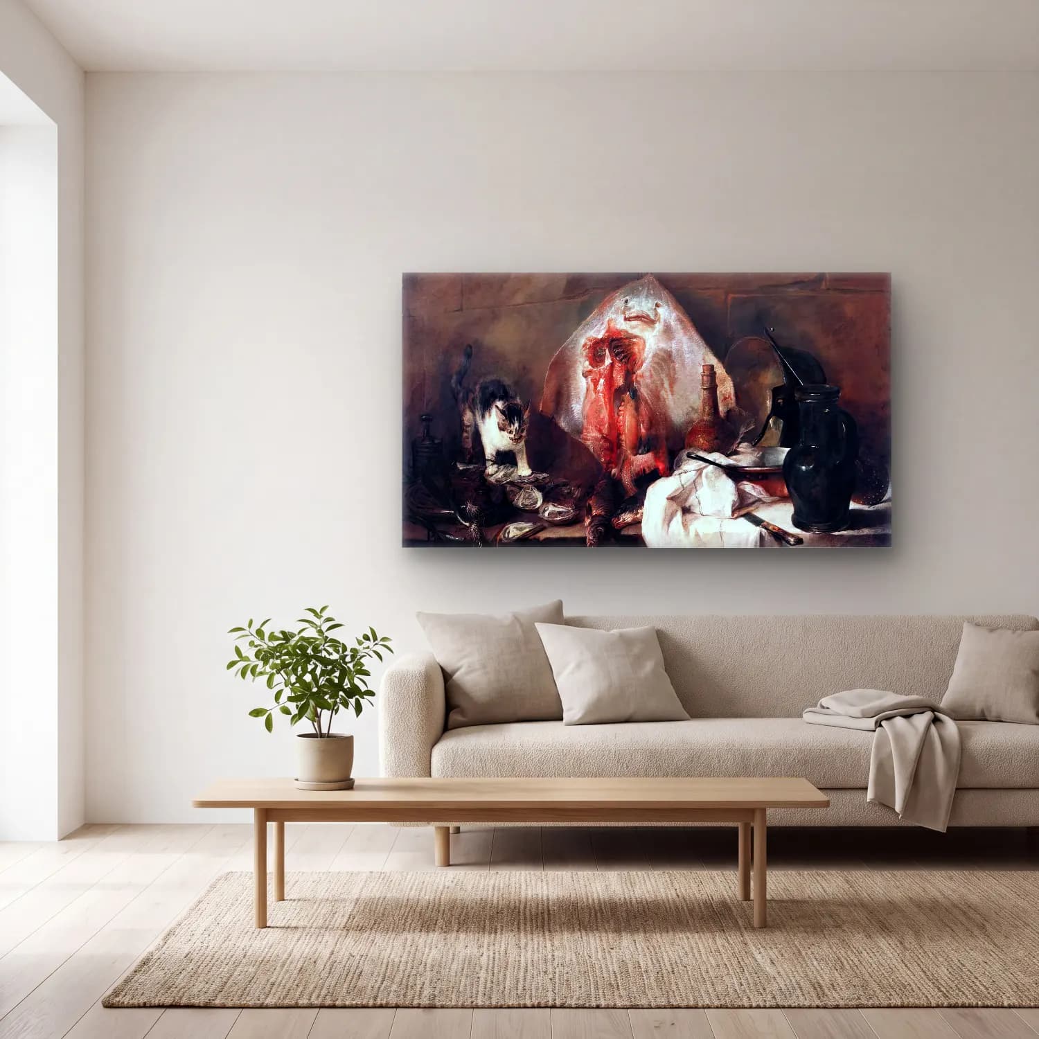 Jean-Baptiste-Siméon Chardin – The Ray cam tablo — açık renk salonda