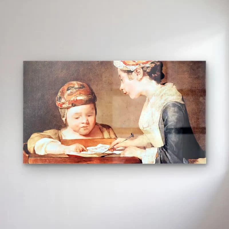 Jean-Baptiste-Siméon Chardin – The Young Schoolmistress cam tablo — Jean-Baptiste-Siméon Chardin – The Young Schoolmistress — vintage anne ve çocuk