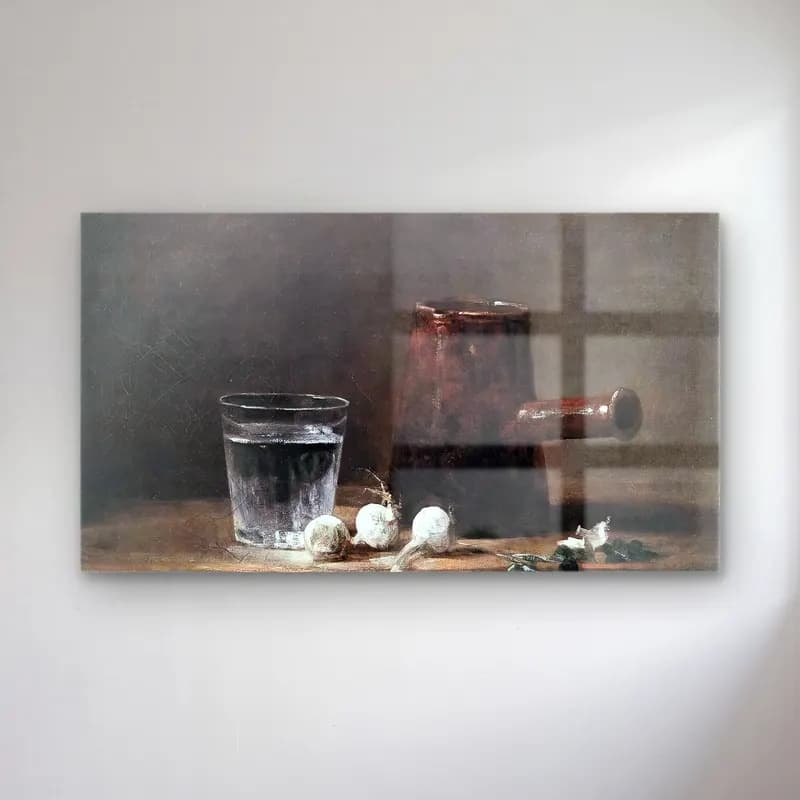 Jean-Baptiste-Siméon Chardin – Water Glass and Jug cam tablo — Jean-Baptiste-Siméon Chardin – Water Glass and Jug — yağlı boya kadeh şarap
