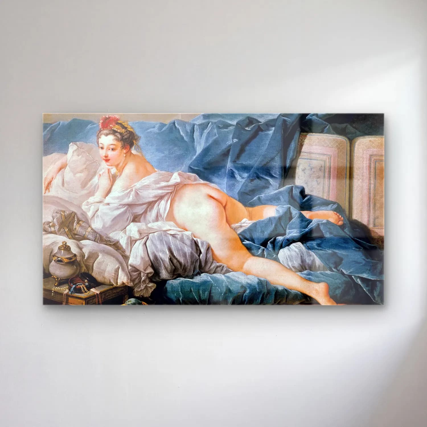Francois Boucher – Brown Odalisque cam tablo — Francois Boucher – Brown Odalisque — yağlı boya figür çalışması